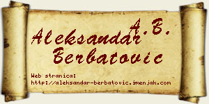 Aleksandar Berbatović vizit kartica